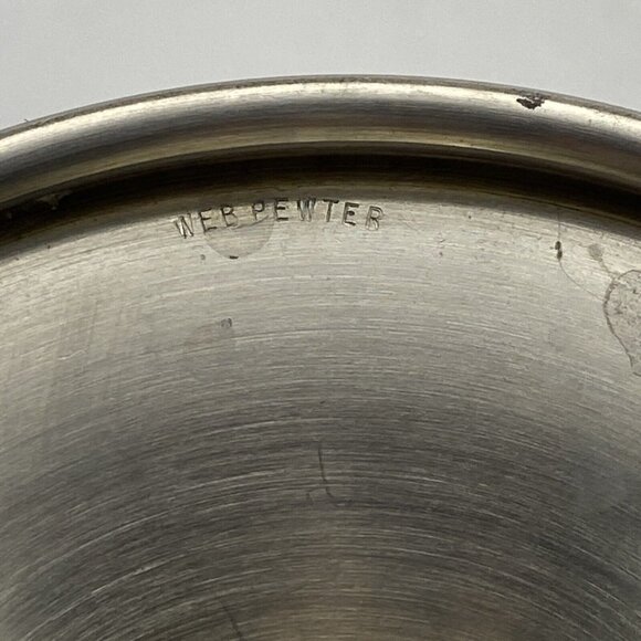 Vtg WEB Pewter Wine Goblet Cocktail Glass Pedestal Footed 6 5/8” Patina‎ Stains - Picture 7 of 10